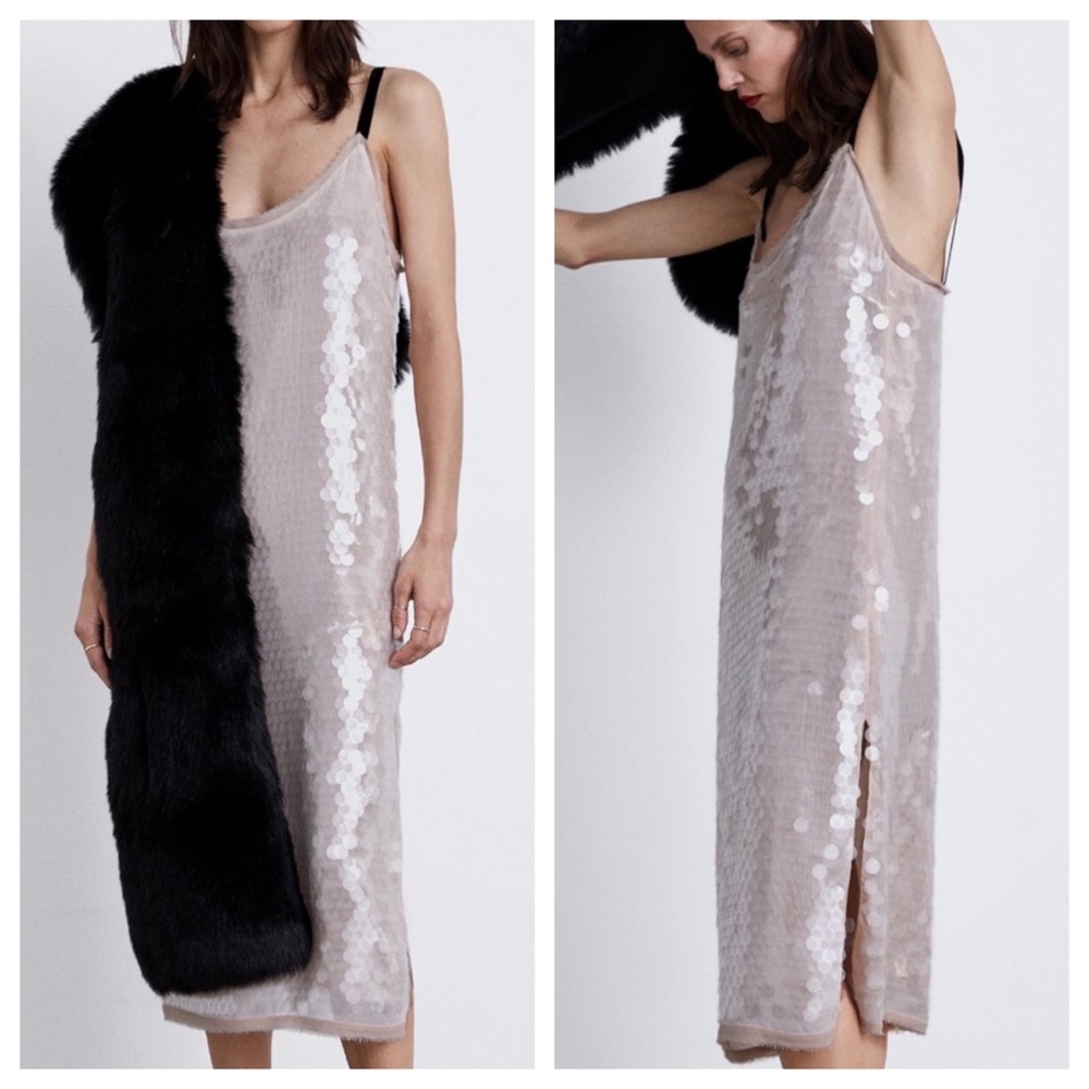 Zara - sequin champagne party dress